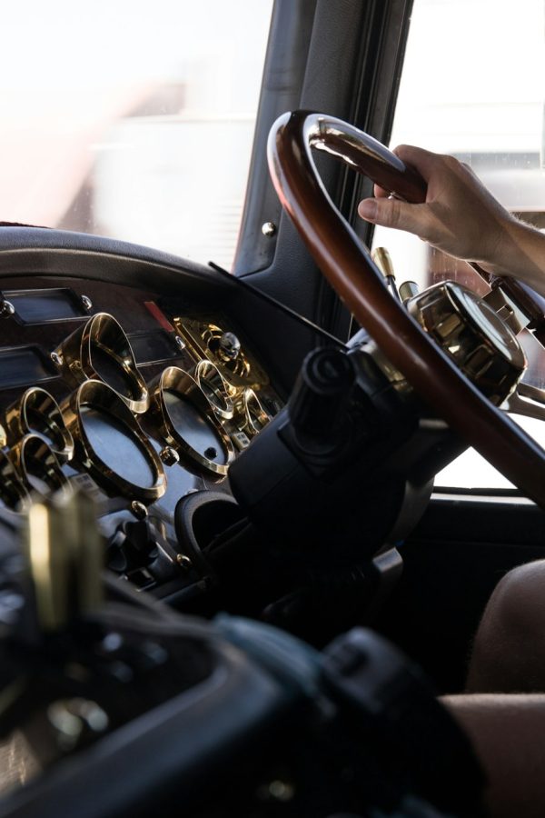 Man driving large truck